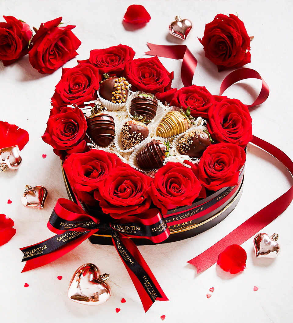 Bouquets  of strawberries and flowers