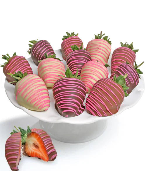 Elegant Pink Drizzle Mix Chocolate Covered Strawberries