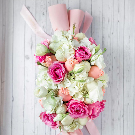 Pink caramel box Roses and Pink Drizzle Chocolate Covered Strawberries Chocolate, Mother's Day Collection