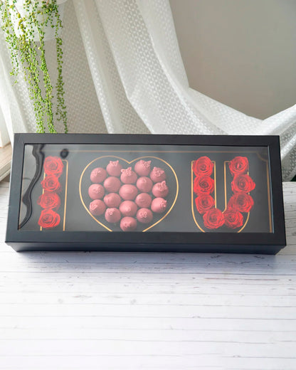 Box of Love strawberries and Roses