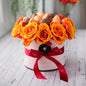 Sunset Open Roses and Classic Belgian Chocolate Covered Strawberries - ROUND BOXES